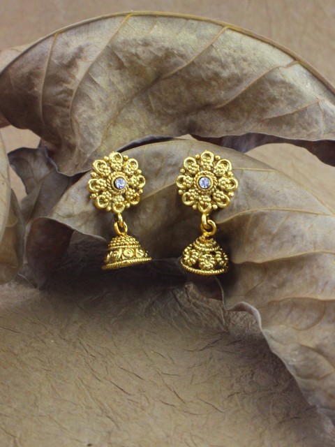 

Sia Art Jewellery Gold-Toned Dome Shaped Jhumkas
