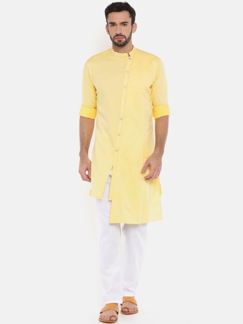 

Freehand Men Yellow Solid Straight Kurta