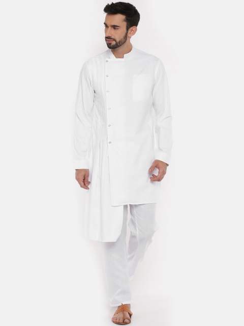 

Freehand Men White Solid Straight Kurta