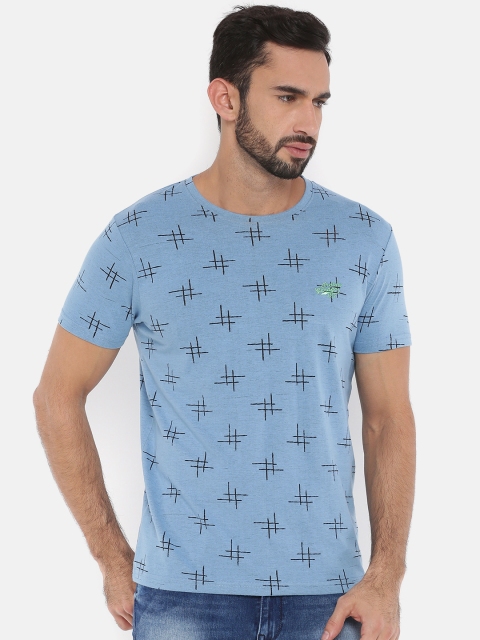 

The Indian Garage Co Men Blue Self-Design Round Neck T-shirt