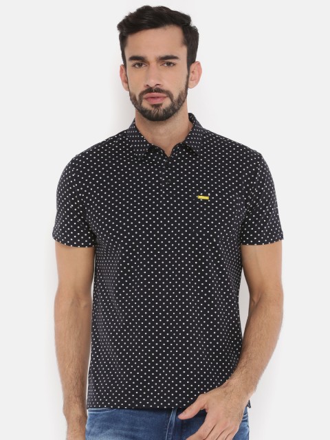 

The Indian Garage Co Men Navy Blue Printed Polo T-shirt