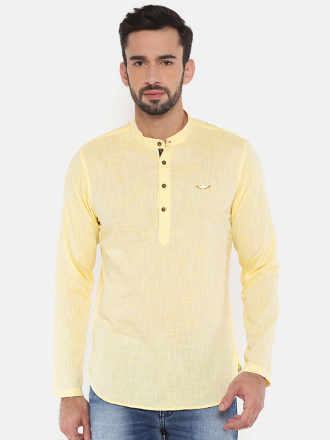 

The Indian Garage Co Men Yellow Solid Straight Kurta