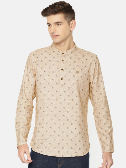 

The Indian Garage Co Men Beige Printed Straight Kurta