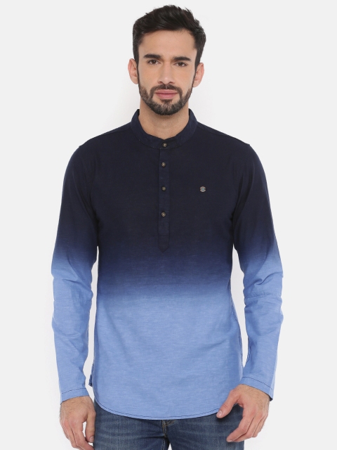 

The Indian Garage Co Men Navy Blue Solid Straight Kurta
