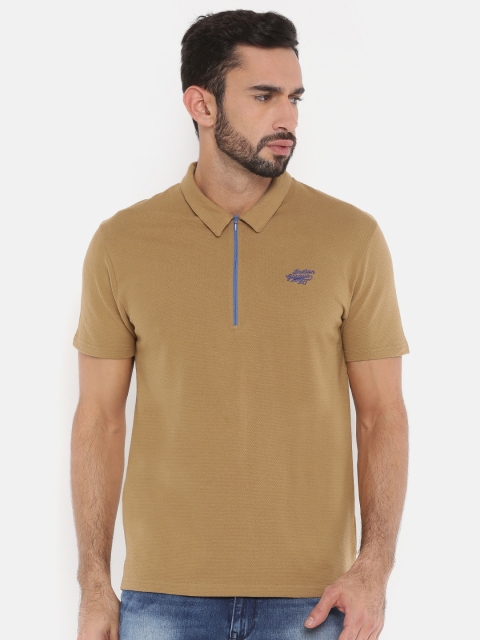 

The Indian Garage Co Men Khaki Solid Polo Collar T-shirt