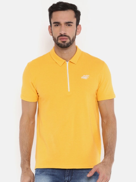 

The Indian Garage Co Men Yellow Solid Polo Collar T-shirt
