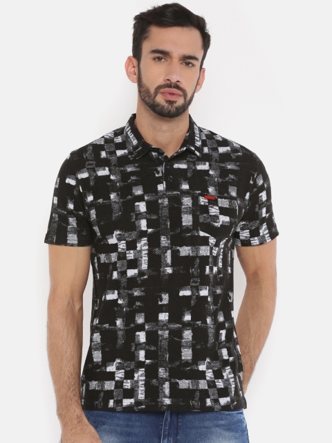 

The Indian Garage Co Men Black Printed Polo T-shirt