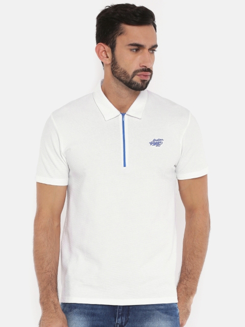 

The Indian Garage Co Men White Solid Polo Collar T-shirt