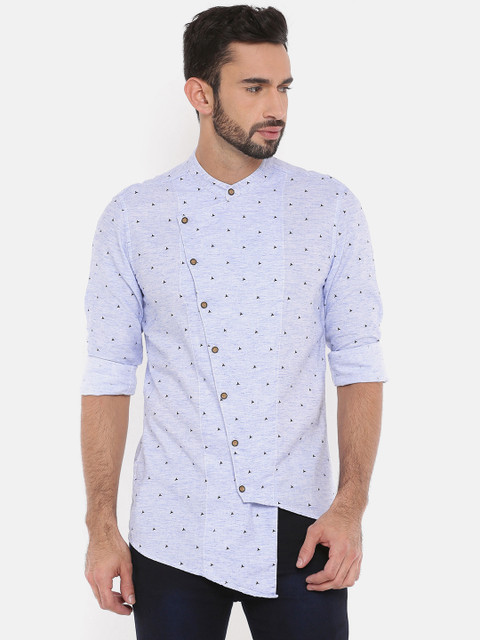 

The Indian Garage Co Men Blue Printed Straight Kurta