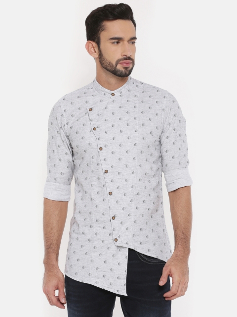 

The Indian Garage Co Men Grey Printed Straight Kurta