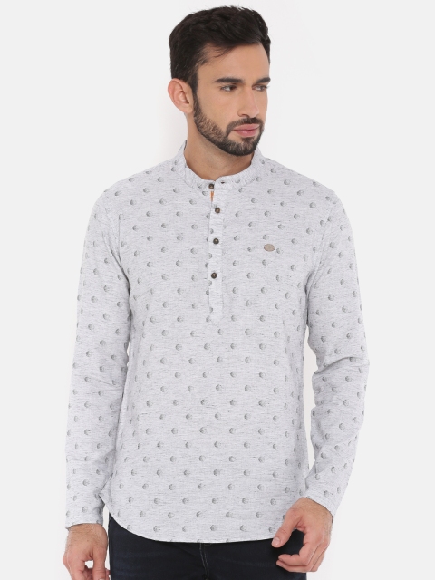 

The Indian Garage Co Men Grey Printed Straight Kurta