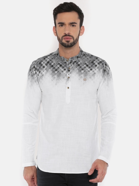 

The Indian Garage Co Men White Printed Straight Kurta