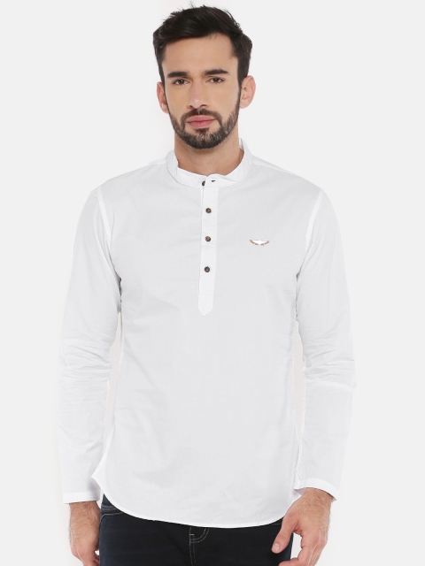 

The Indian Garage Co Men White Solid Straight Kurta
