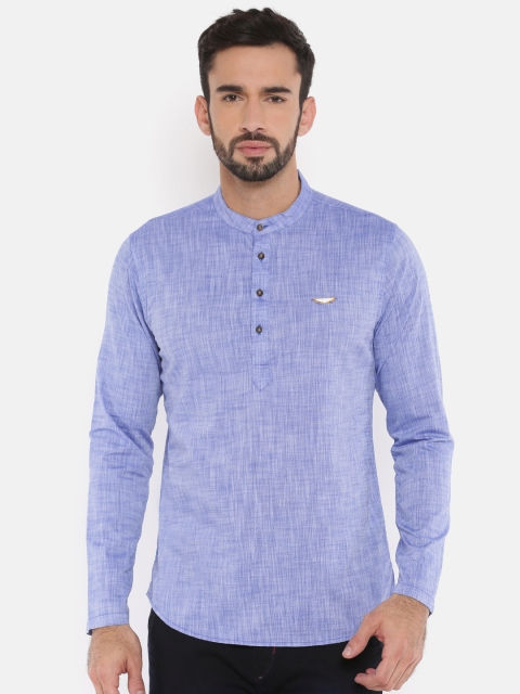 

The Indian Garage Co Men Blue Solid Straight Kurta