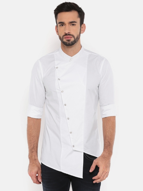 

The Indian Garage Co Men White Solid Straight Kurta