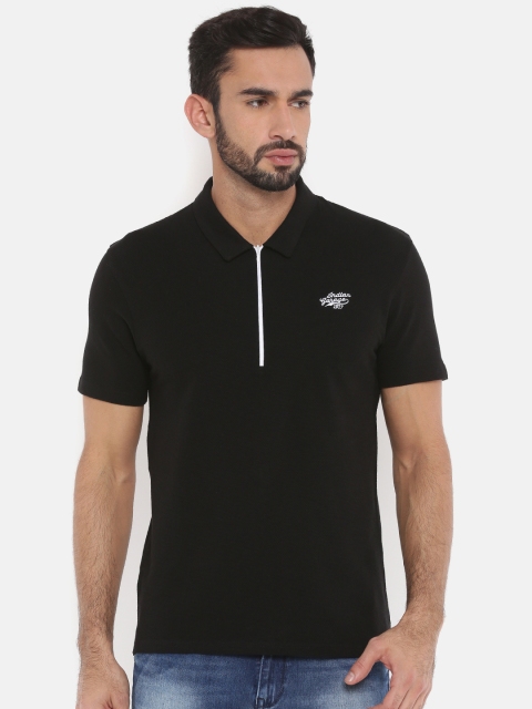

The Indian Garage Co Men Black Solid Polo Collar T-shirt