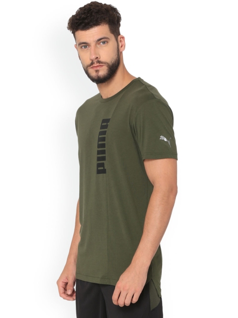 

Puma Men Olive Green Printed Round Neck T-shirt