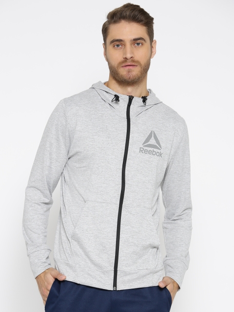 

Reebok Men Grey Melange Speedwick FZ Hooded Training Sweatshirt