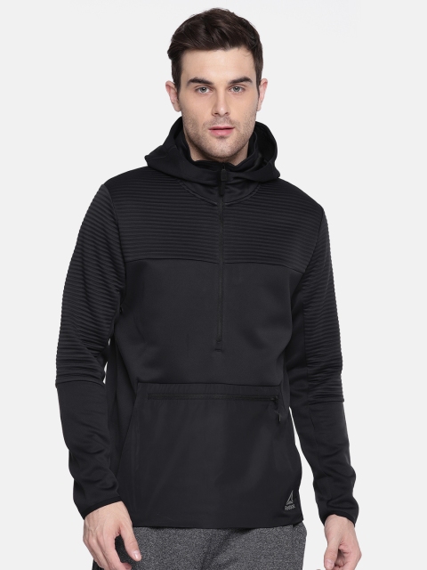 

Reebok Men Black Solid THERMOWARM CONTROL Hooded Sweatshirt
