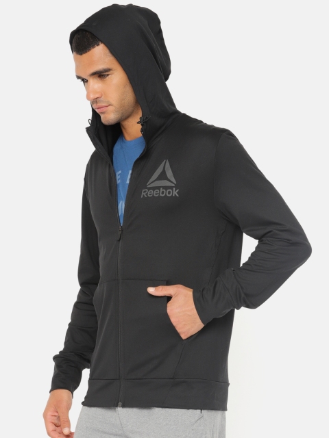 

Reebok Men Black SPEEDWICK Solid Sweatshirt