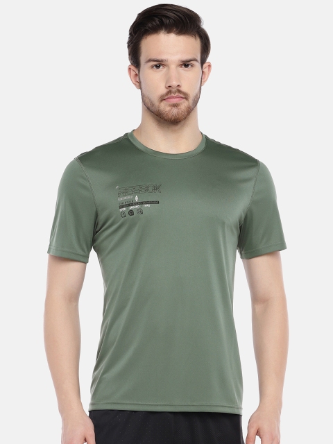 

Reebok Men Olive Green RUN SS Running T-shirt