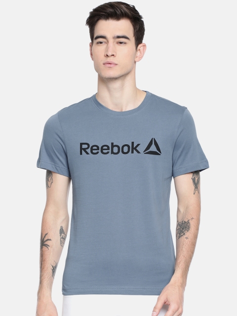 

Reebok Men Blue Printed QQR Linear Read T-shirt
