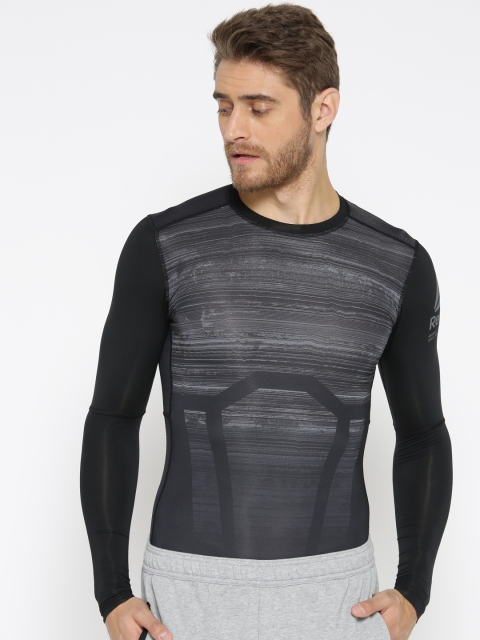 

Reebok Men Black & Grey ActiveChill Compression T-shirt