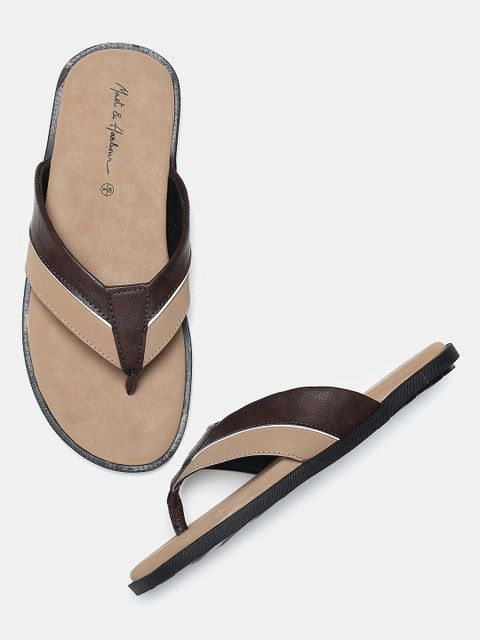 

Mast & Harbour Men Beige & Brown Colourblocked Comfort Sandals