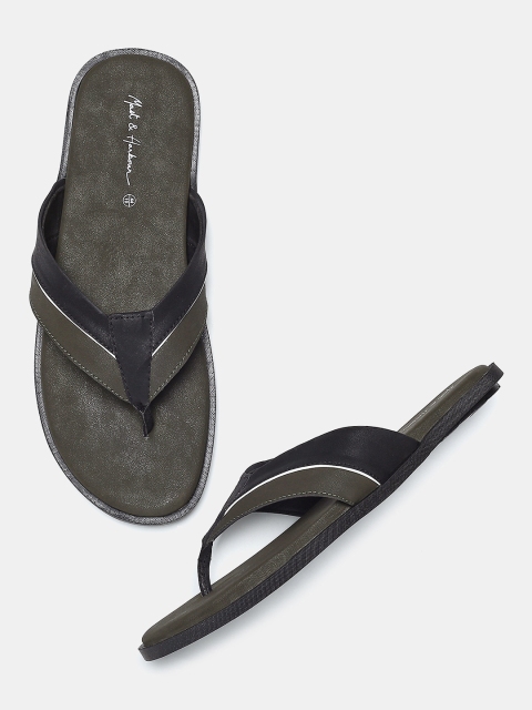 

Mast & Harbour Men Olive Green & Black Comfort Sandals