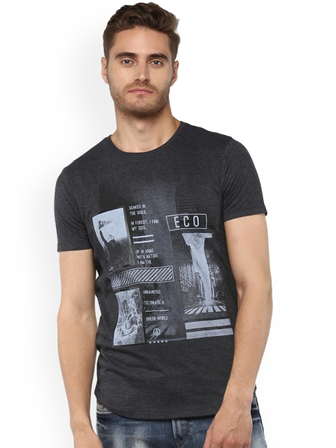 

SPYKAR Men Grey Printed Round Neck T-shirt