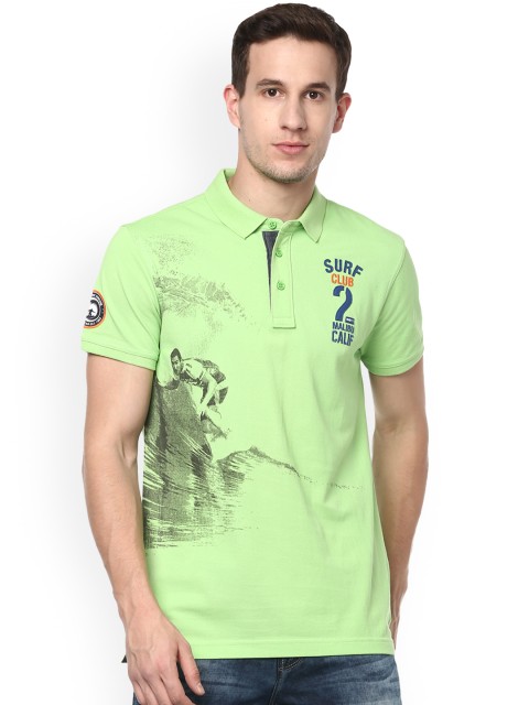 

SPYKAR Men Green Printed Polo Collar T-shirt