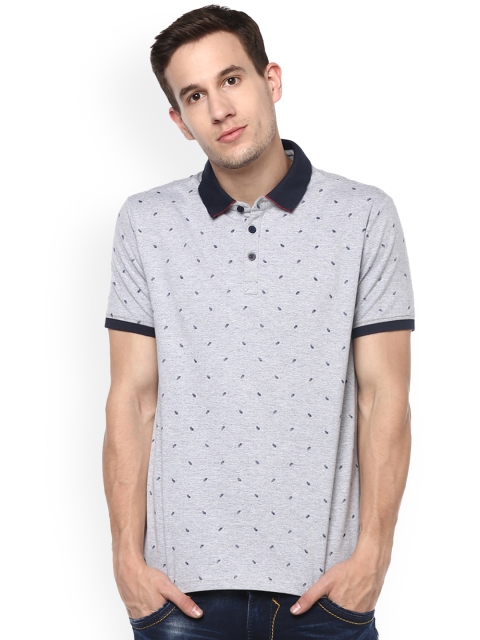 

SPYKAR Men Grey Printed Polo Collar Pure Cotton T-shirt