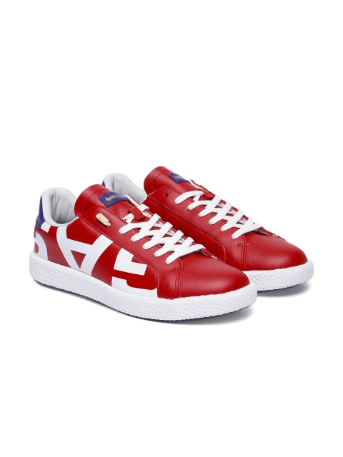 

GAS Men Red Printed 365 Motion Disco Leather Sneakers