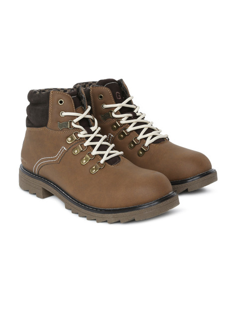 

GAS Men Brown Mid-Top Flat Boots