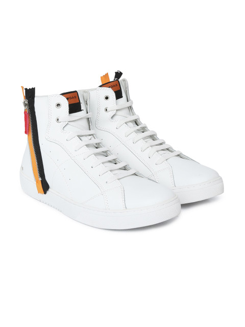 

GAS Men White Solid Mid-Top Sneakers