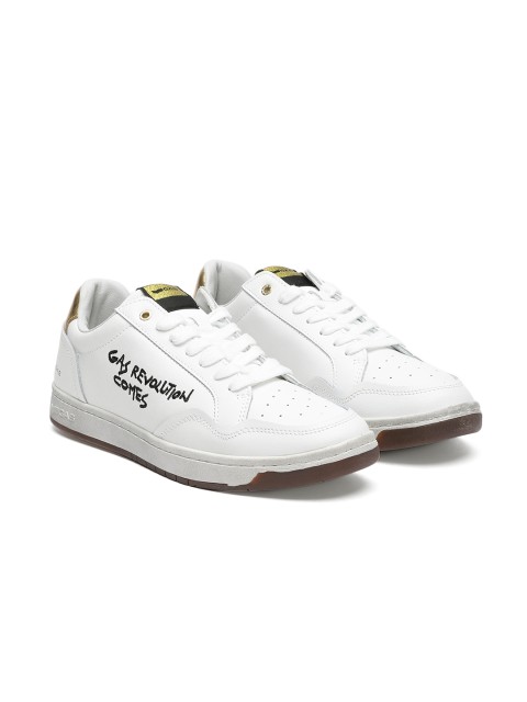 

GAS Men White Leather Sneakers