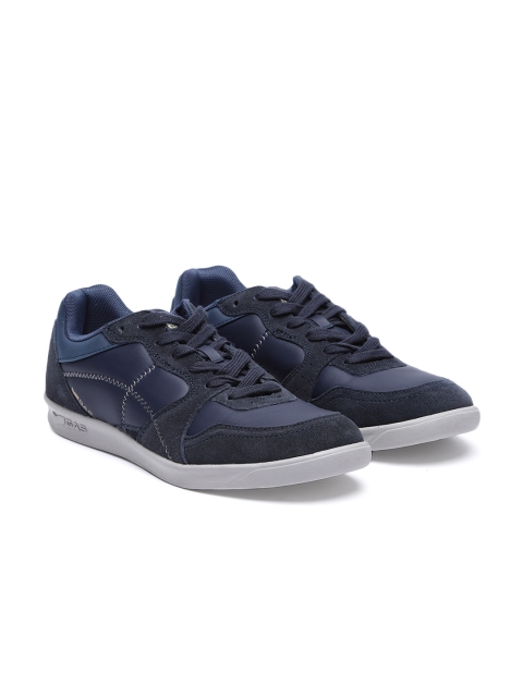 

GAS Men Navy Blue Solid Leather Sneakers