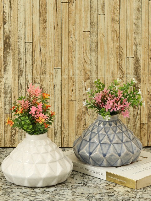 

Aapno Rajasthan Set of 2 Blue & White Ceramic Flower Vase