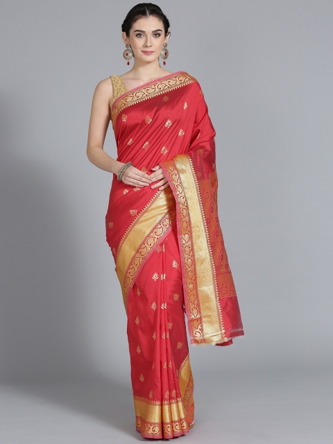 

Chhabra 555 Red & Gold-Toned Woven Design Banarasi Saree