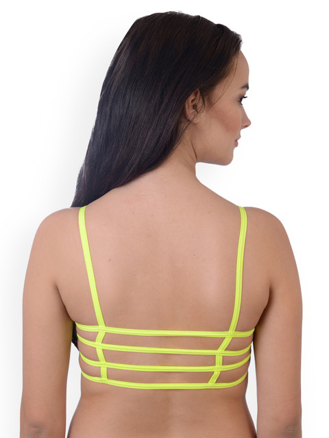 

Da Intimo Fluorescent Green Solid Non-Wired Lightly Padded Styled Back Bralette DI1154