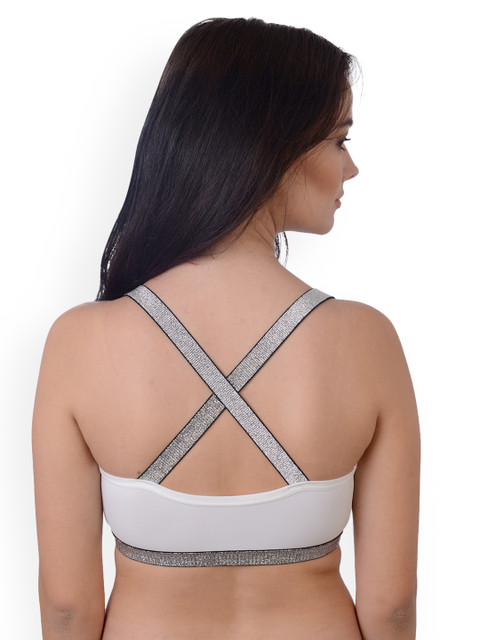 

Da Intimo White Solid Non-Wired Lightly Padded Styled Back Bralette DI1155