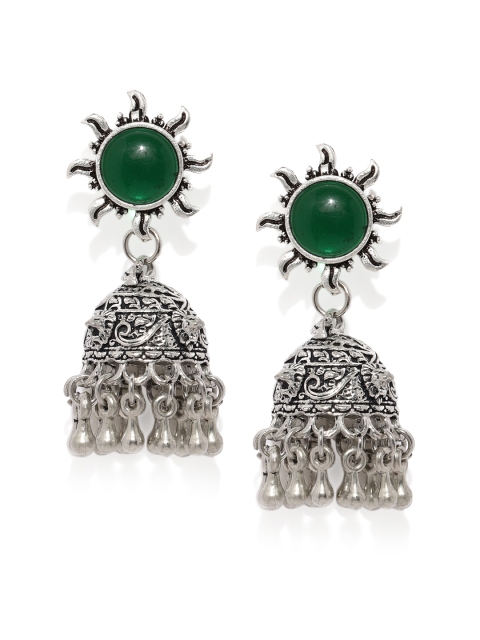 

Ayesha Silver-Toned Dome Shaped Jhumkas
