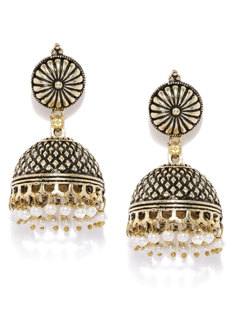 

Ayesha Gold-Toned & White Antique Dome Shaped Jhumkas