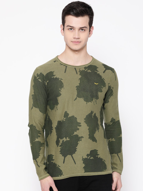 

SPYKAR Men Olive Green Slim Fit Printed Sweatshirt