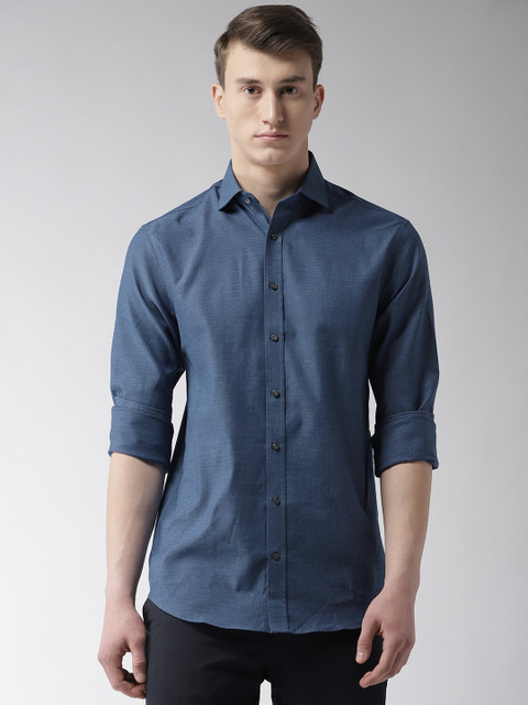 

Marks & Spencer Men Navy Blue Regular Fit Textured Casual Shirt