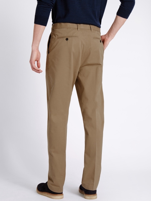 

Marks & Spencer Men Khaki Regular Fit Solid Regular Trousers