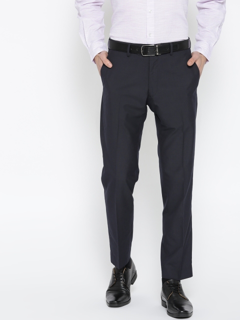 

Marks & Spencer Men Navy Blue Slim Fit Solid Formal Trousers