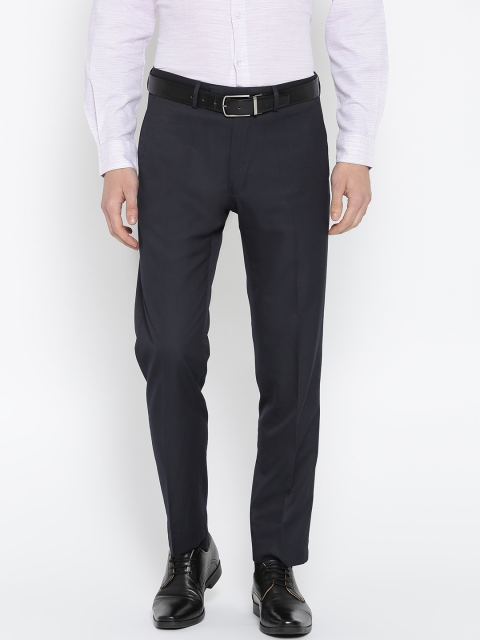 

Marks & Spencer Men Navy Blue Slim Fit Solid Formal Trousers