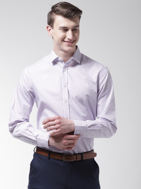 

Marks & Spencer Men White & Purple Regular Fit Striped Formal Shirt
