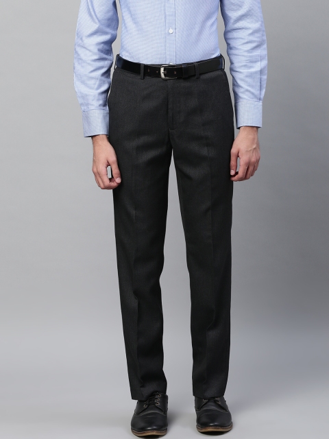 

Marks & Spencer Men Charcoal Grey Self Design Slim Fit Formal Trousers